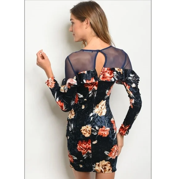 Navy Floral Dress - Picture 3 of 7